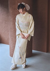 【ハレノヒ小袖】付下げ訪問着　四季のしおり　亜麻色