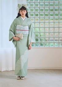 【ハレノヒ小袖】付下げ訪問着　小さな星　翡翠