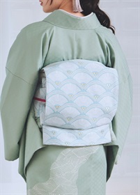 【ハレノヒ小袖】袋帯　松波　空色