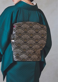 【ハレノヒ小袖】袋帯　松波　漆黒