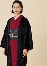 オーダー羽織　ベロア刺繍　ブラック（ご予約受注品）