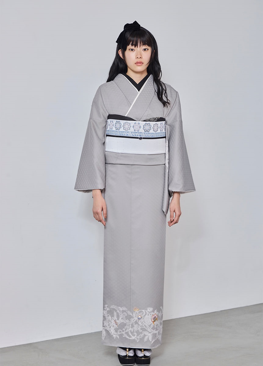 ハレノヒ小袖】付下げ訪問着 更紗花冠 石色 | フォーマル着物 | やまと