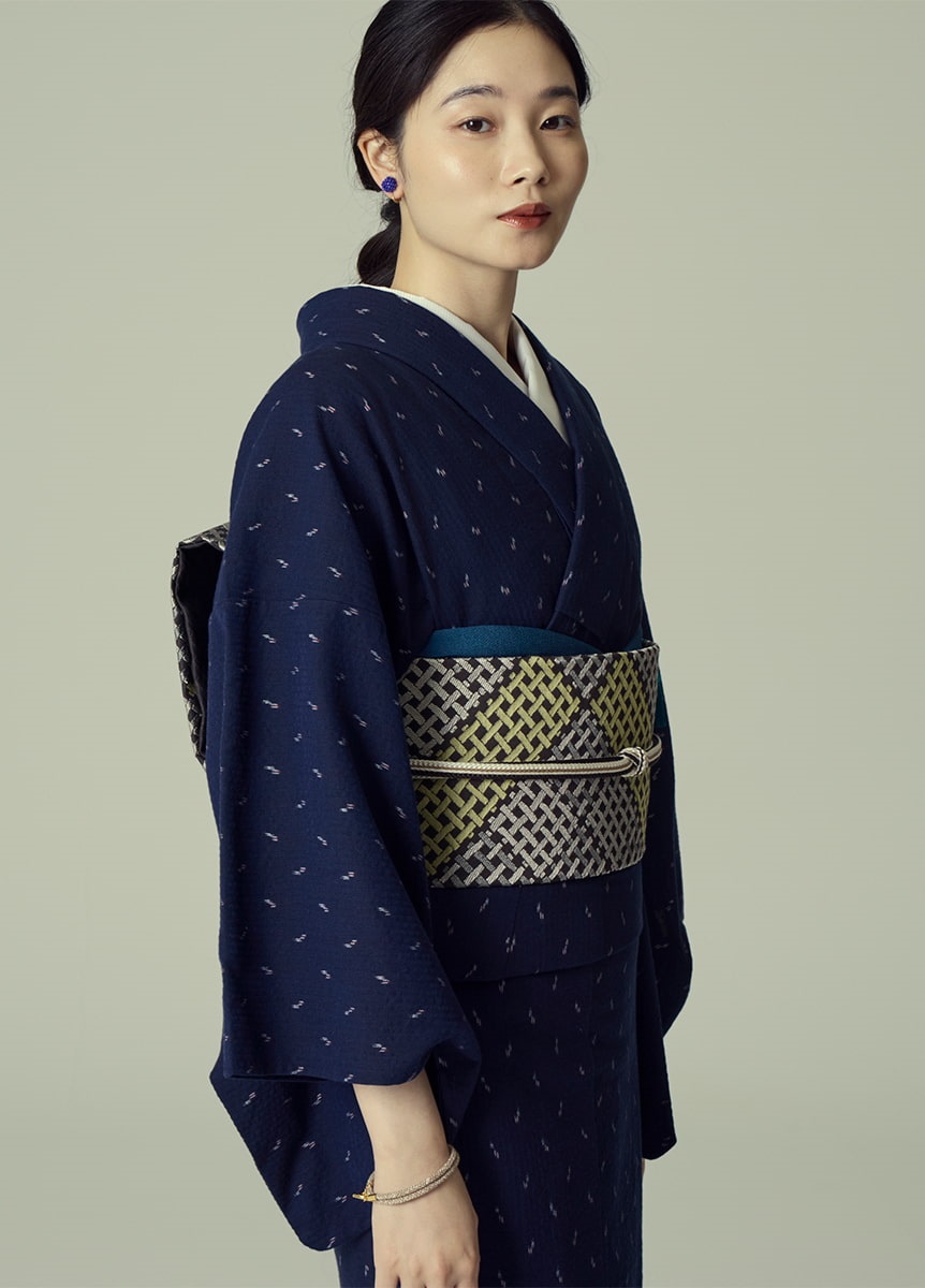 246 正絹　　紬　つばめ絣（しつけ有り） Cotton kimono | カジュアル着物 | やまとオンラインストア