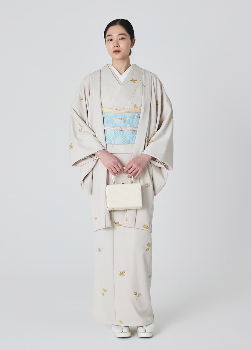 【やまと】袋帯　箔・市松・花　玉むし　正絹　フォーマル　袴　リバーシブル 羽織仕立】やまと可憐 宝尽くし 真珠色（ご予約受注品） | アウター